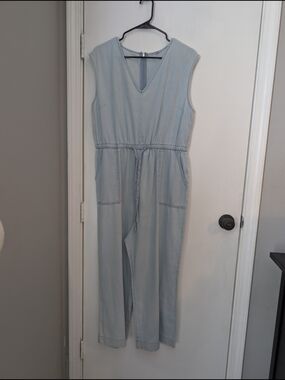 Target Light Blue Sleeveless Chambray Jumpsuit